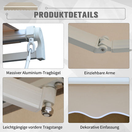 Adjustable Patio Awning, 3.95 x 3m, Beige, with Crank