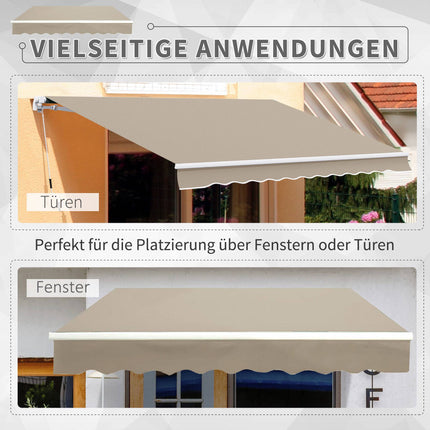 Adjustable Patio Awning, 3.95 x 3m, Beige, with Crank