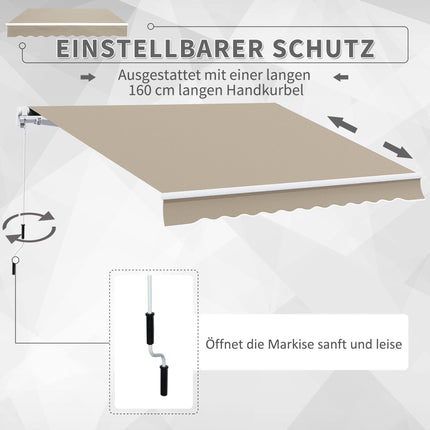 Adjustable Patio Awning, 3.95 x 3m, Beige, with Crank