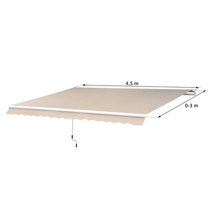 Verstellbare Terrassenmarkise, 4,5 x 3 m, Beige, mit Kurbel