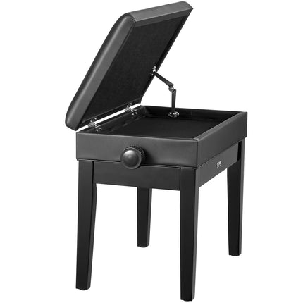 Adjustable Piano Bench With Storage, Padded Wooden Seat