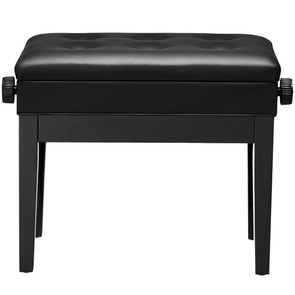 Adjustable Piano Bench With Storage, Padded Wooden Seat