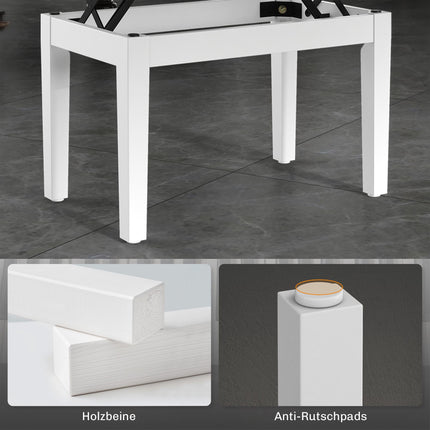 Verstellbare Klavierbank mit Stauraum, Kunstleder, Weiß