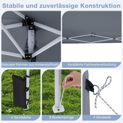 Verstellbarer Pop-Up Pavillon 290x290 cm für Camping & Strand