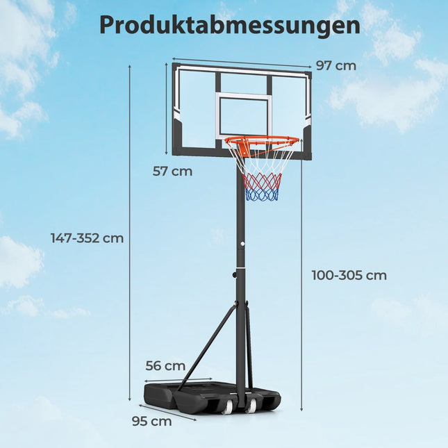 Verstelbare, draagbare basketbalring met impact-backboard