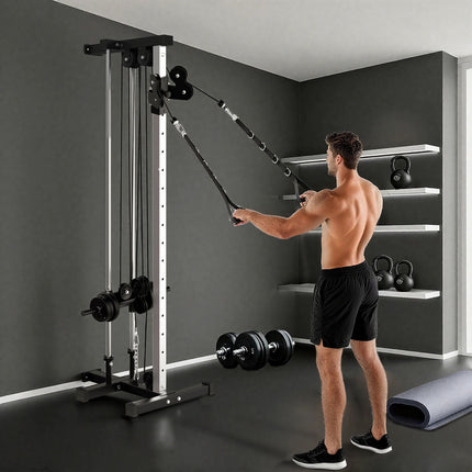 Verstellbare Kraftstation mit Dual-Pulley, 25-165 cm, Schwarz
