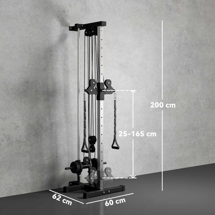 Verstellbare Kraftstation mit Dual-Pulley, 25-165 cm, Schwarz