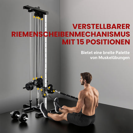 Verstellbare Kraftstation mit Dual-Pulley, 25-165 cm, Schwarz