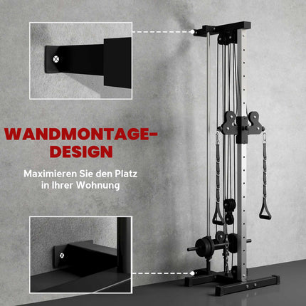 Verstellbare Kraftstation mit Dual-Pulley, 25-165 cm, Schwarz