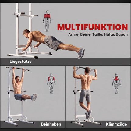 Adjustable Power Tower Dip Station, 176.5-227 cm, 120 kg Capacity