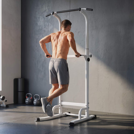 Adjustable Power Tower Dip Station, 176.5-227 cm, 120 kg Capacity