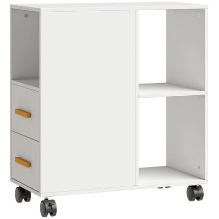 Adjustable Printer Stand with Shelves, Wheels, White 60x30x65 cm