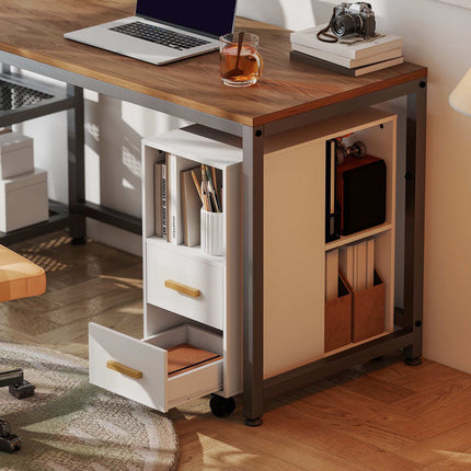 Adjustable Printer Stand with Shelves, Wheels, White 60x30x65 cm