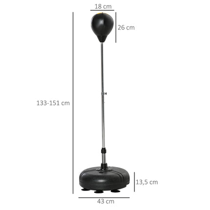 Adjustable Punching Ball Set with Gloves – Black, 133-151 cm