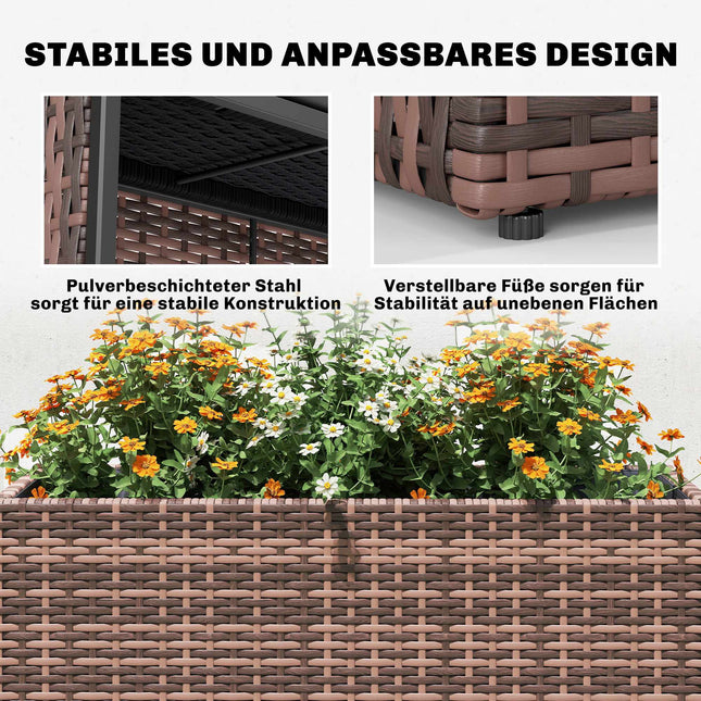 Verstellbarer Rattan-Pflanzkasten mit herausnehmbarem Einsatz, Braun