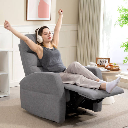 Adjustable Recliner Chair with Footrest, Dark Grey Fabric