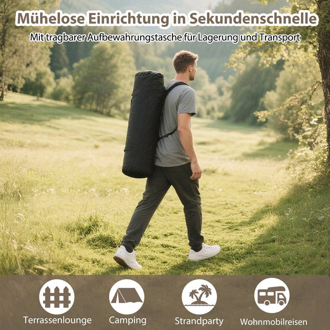 Verstellbarer Camping-Liegestuhl, 225 kg Tragkraft, Khaki