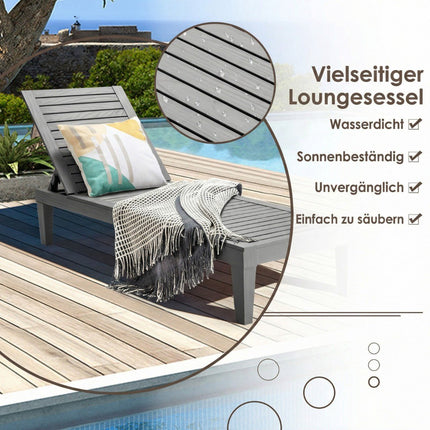 Verstellbare Sonnenliege für den Außenbereich, Grau, PP-Material