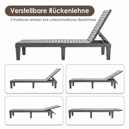 Verstellbare Sonnenliege für den Außenbereich, Grau, PP-Material