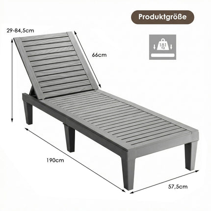 Verstellbare Sonnenliege für den Außenbereich, Grau, PP-Material