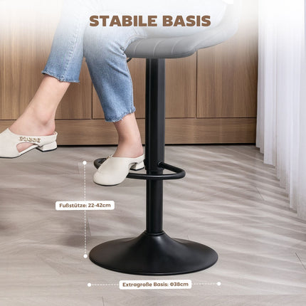 Adjustable Retro Bar Stools, Set of 2, Faux Leather, Dark Grey