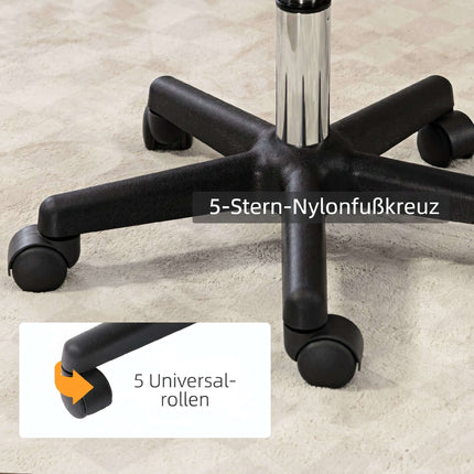 Adjustable Rolling Stool With Backrest, 360 Swivel, Tan