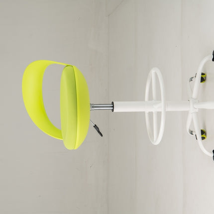 Adjustable Rolling Stool with Green Faux Leather Seat, 88-100 cm