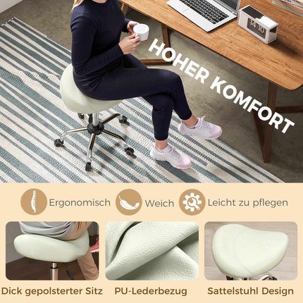 Verstellbarer Sattelhocker mit PU-Leder, Cremeweiß