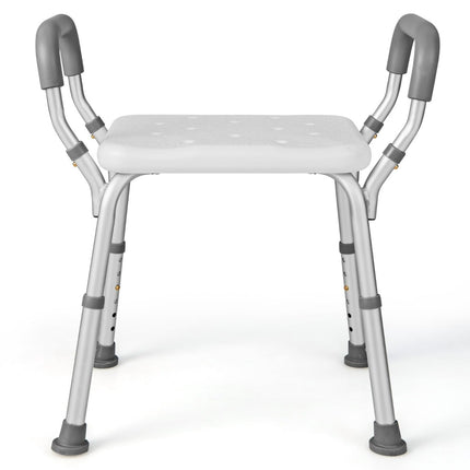 Adjustable Shower Chair with Armrests, Non-Slip Rubber Feet