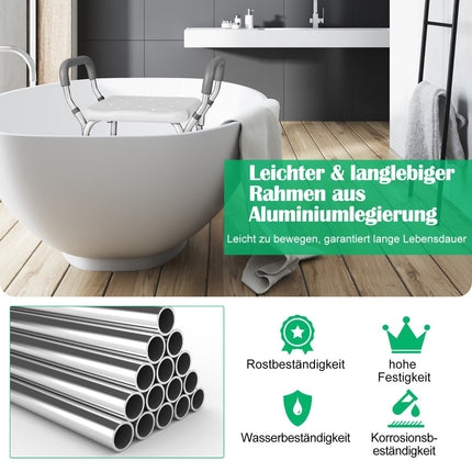 Adjustable Shower Chair with Armrests, Non-Slip Rubber Feet