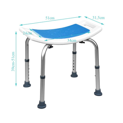 Adjustable Shower Stool, 150kg Capacity, Non-Slip Seat