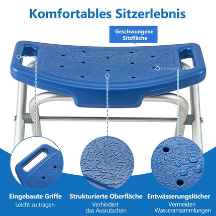 Verstellbarer Duschhocker, rutschfeste Gummifüße, 150 kg Tragkraft