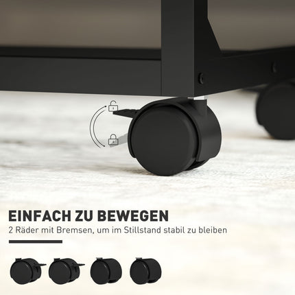 Verstellbarer Beistelltisch mit Rollen, Metallrahmen, neigbar