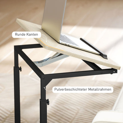 Verstellbarer Beistelltisch mit Rollen, Metallrahmen, neigbar