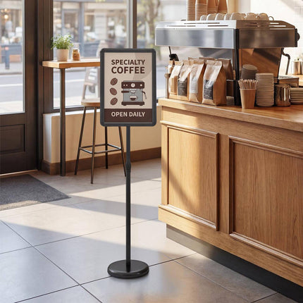 Adjustable Sign Holder Stand, 11x17 Inch, Black/Silver