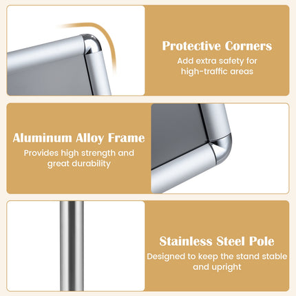 Adjustable Sign Holder Stand, 11x17 Inch, Silver/Black