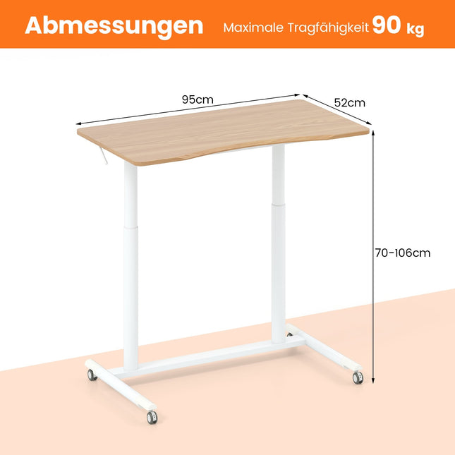 Höhenverstellbarer Steh-Sitz-Schreibtisch, C-Form, 70-106 cm, Mobil