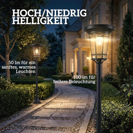 Adjustable Solar Garden Lantern Set, 2 Modes, IP44, 180cm