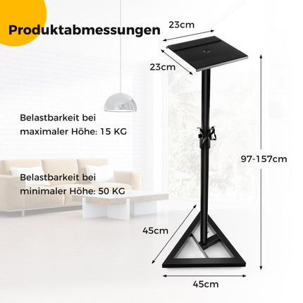 Verstellbare Lautsprecherständer, 97-157 cm, 50 kg Tragkraft, Schwarz
