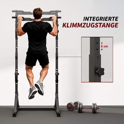 Nastavitelný stojan na dřepy s hrazdou, 200 kg, černá