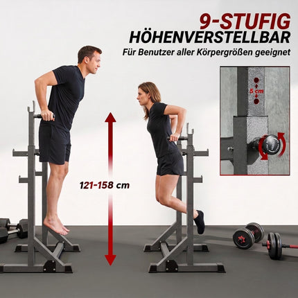 Adjustable Squat Rack with Safety Locks, Up to 150 kg, Steel, Black