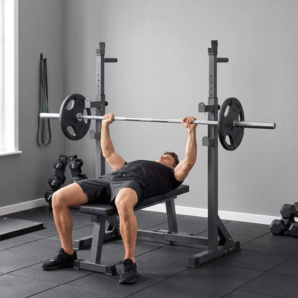 Adjustable Squat Rack with Safety Locks, Up to 150 kg, Steel, Black