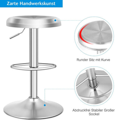 Verstellbarer Barhocker aus Edelstahl mit Fußstütze