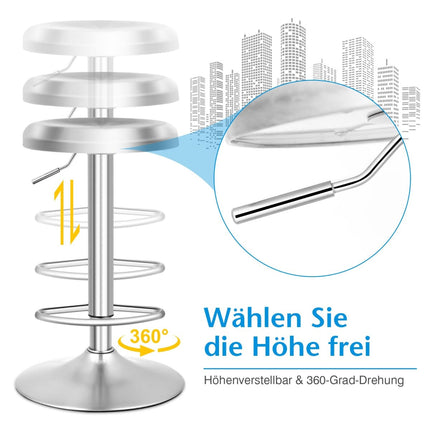 Verstellbarer Barhocker aus Edelstahl mit Fußstütze