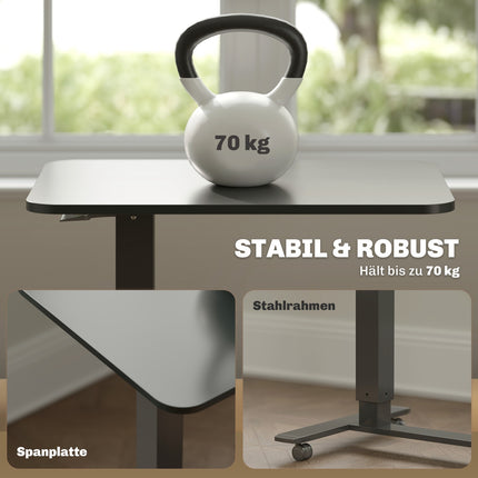 Höhenverstellbarer Schreibtisch, C-Form, 65x48x70-110cm, Schwarz