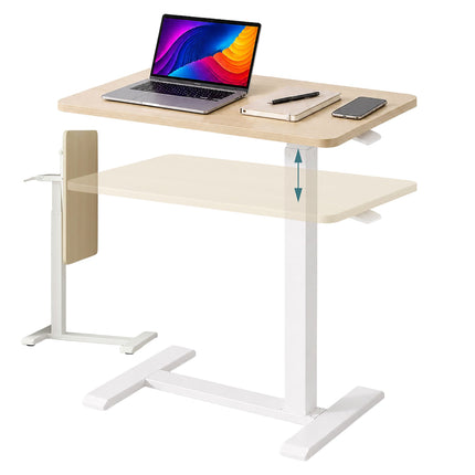 Adjustable Standing Desk with Castors – Natural White