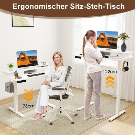 Adjustable Standing Desk with Monitor Stand & Drawers