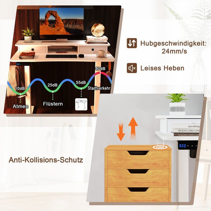 Adjustable Standing Desk with Monitor Stand & Drawers