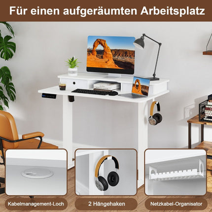 Adjustable Standing Desk with Monitor Stand & Drawers