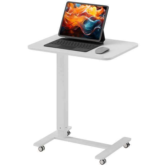 Höhenverstellbarer Schreibtisch mit Rollen, 65x48 cm, Weiß